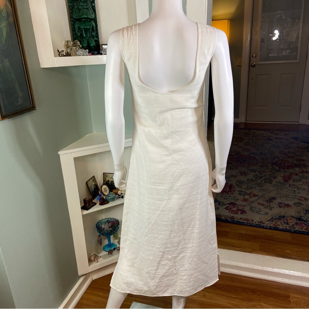 Callahan Knitwear Colette White Dress Textured Backless Midi Maxi Cotton Shift - Picture 12 of 15